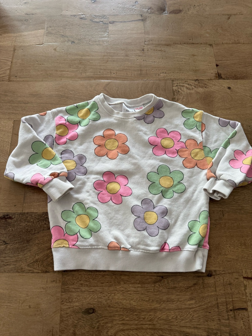 Zara colorful Floral Print Sweatshirt - Multicolor Daisies size 2-3 years